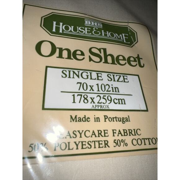 House And Home BHS Single Twin Size Sheet Flat NOS Easy Care Portugal 70x102 In - Picture 5 of 5